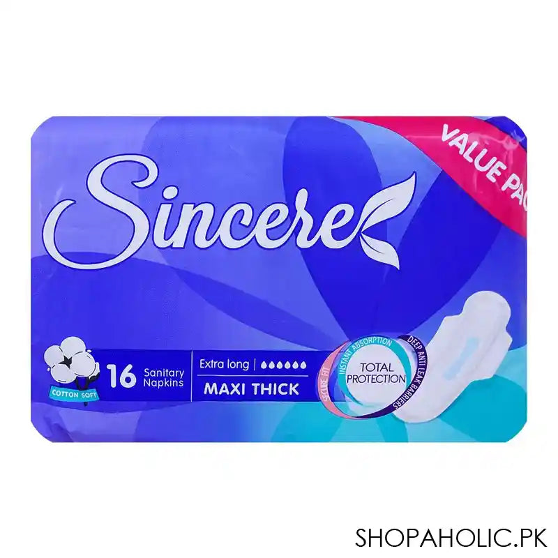 Sincere Maxi Thick Extra Long Sanitary Napkins Value Pack, 16-Pack - Main Image