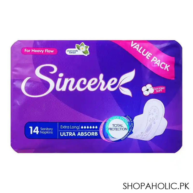 Sincere Ultra Absorb Extra Long Sanitary Napkins Value Pack, 14-Pack - Main Image