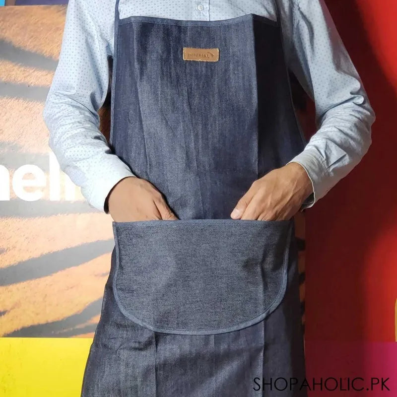 smart denim apron for kitchen cooking image2