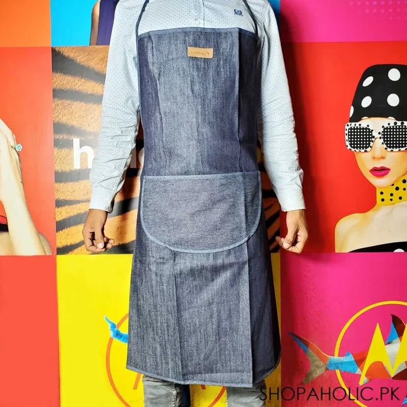 smart denim apron for kitchen cooking main image