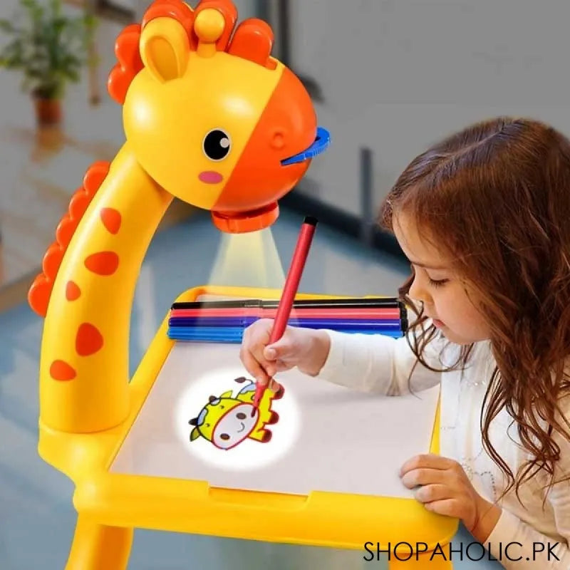 smart giraffe style projector desk with light and music learning painting drawing toy image2