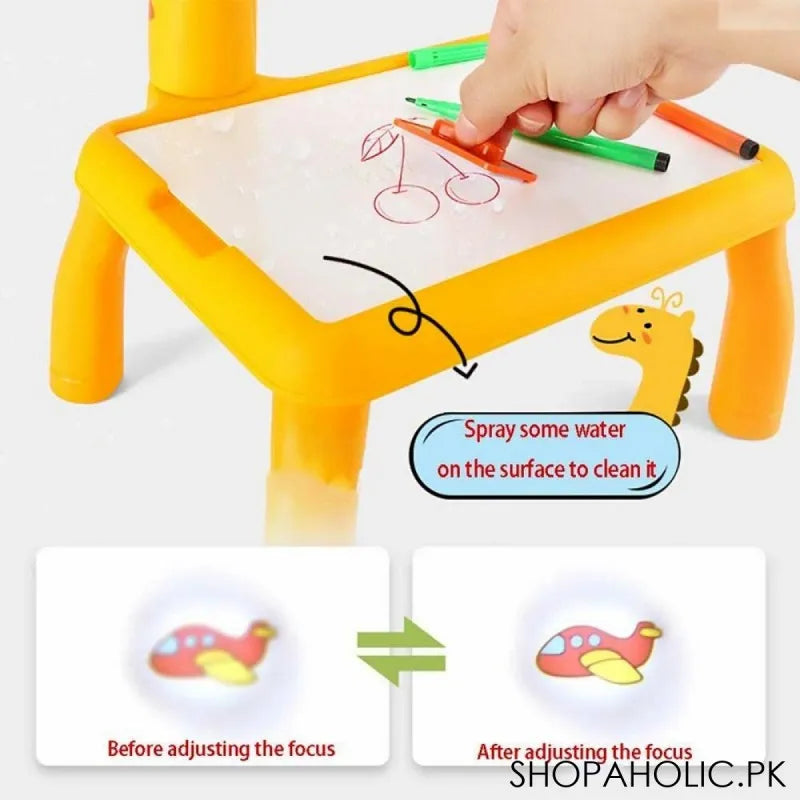 smart giraffe style projector desk with light and music learning painting drawing toy image5