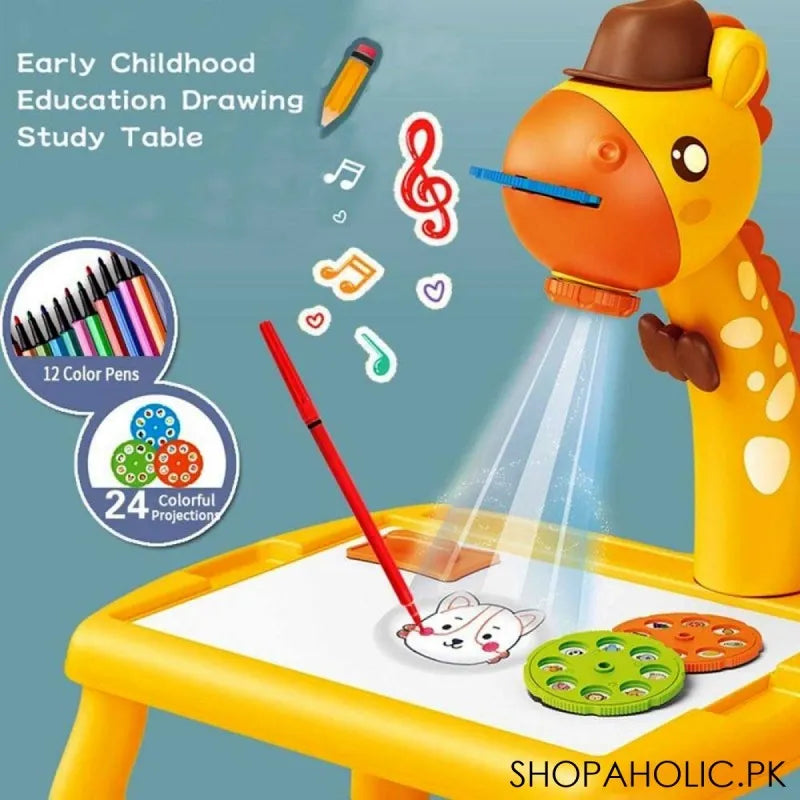 smart giraffe style projector desk with light and music learning painting drawing toy image6