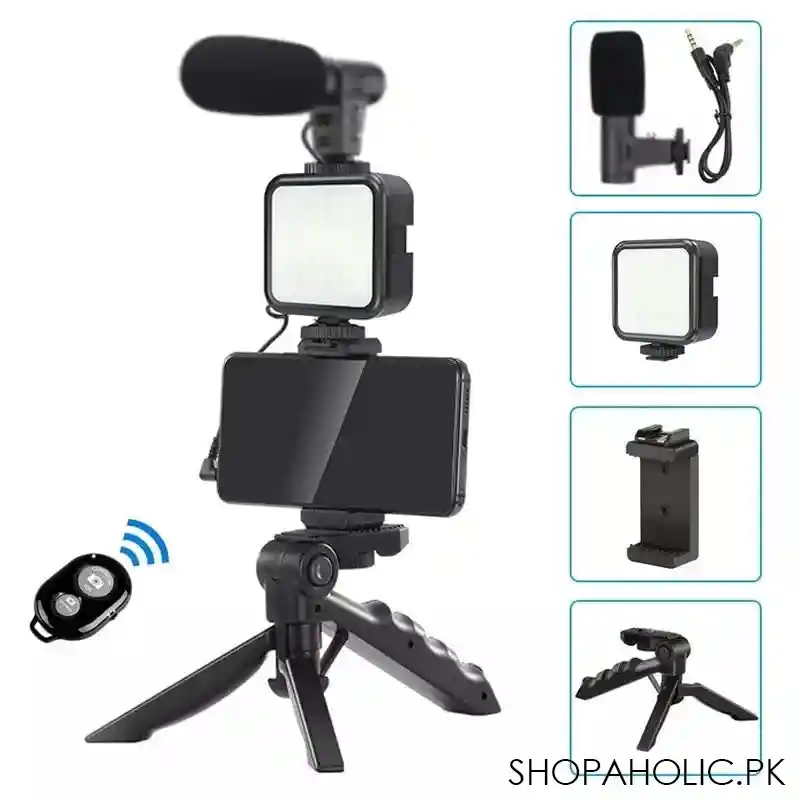 smart vlogging kit with microphone and led light image3