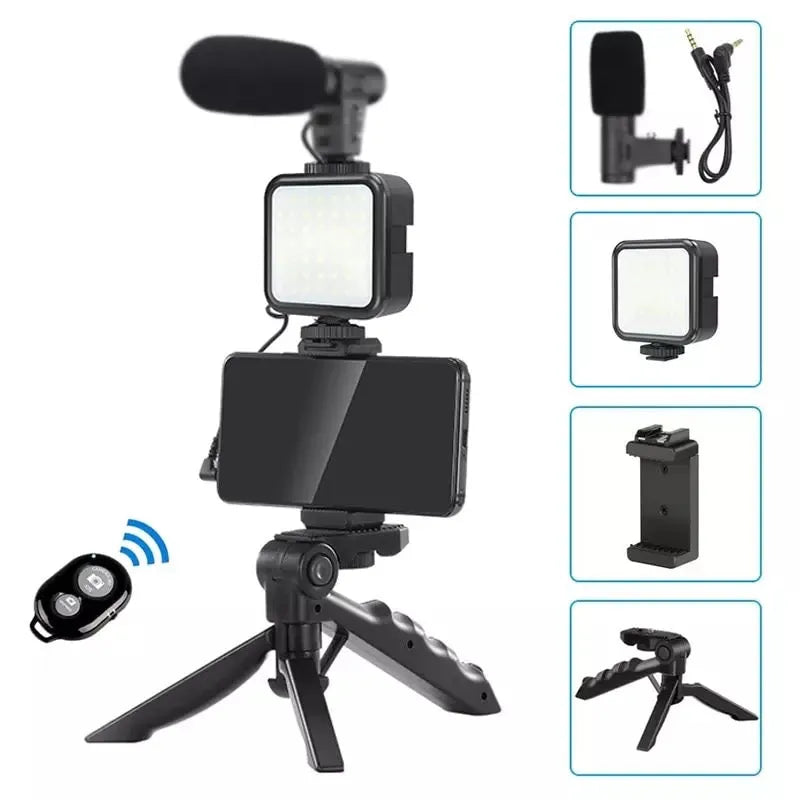 smart vlogging kit with microphone and led light image3