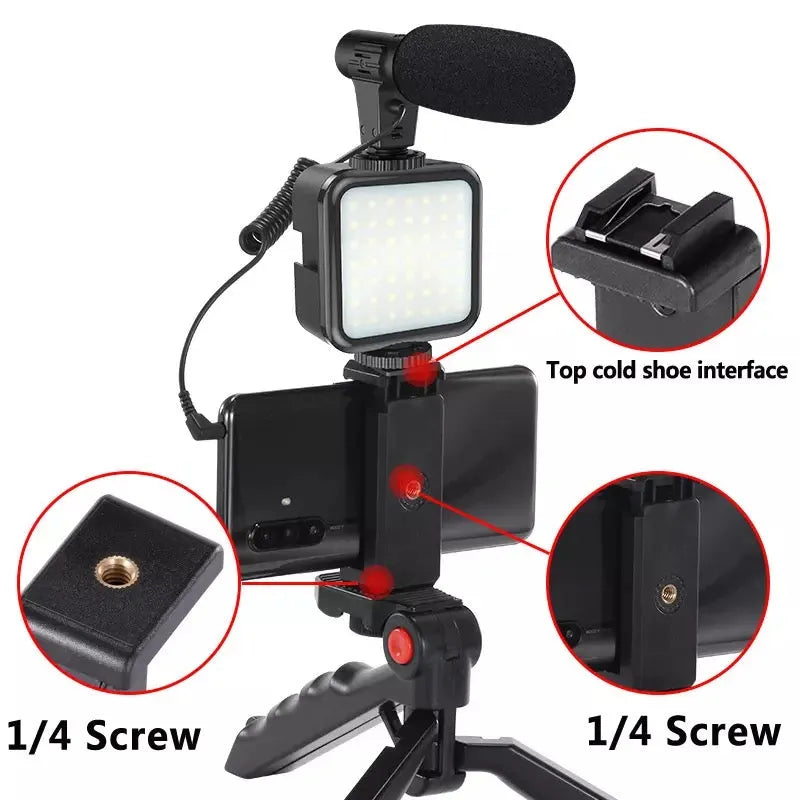 smart vlogging kit with microphone and led light image4