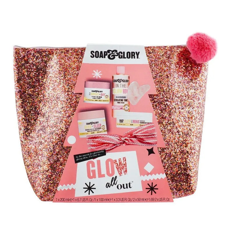 soap & glory glow all out gift set, cleansing balm + tonic + gel cream + sleeping mask image2