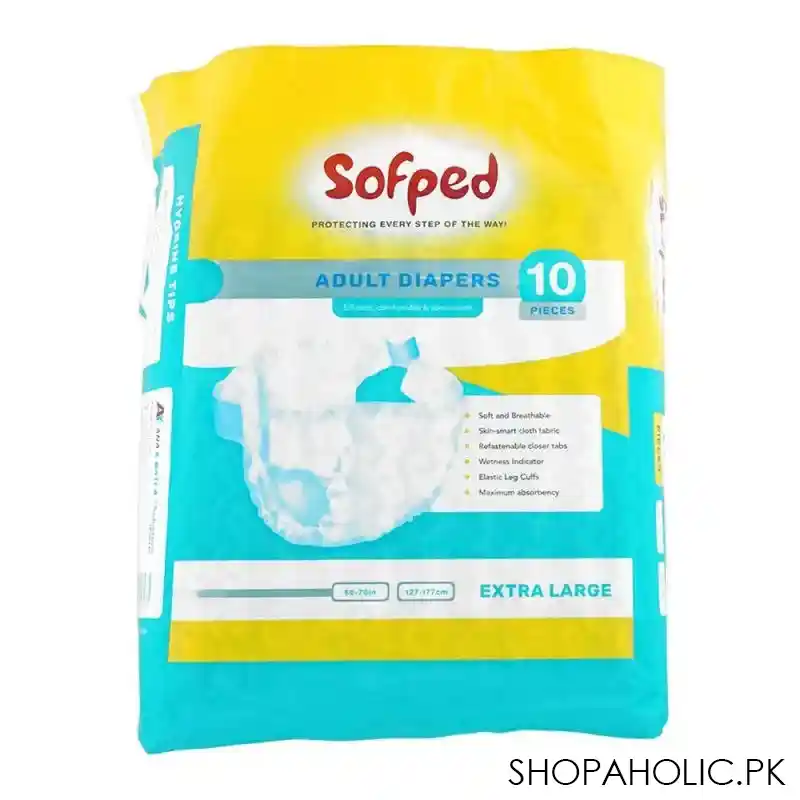 sofped adults diapers, 127 177cm, extra large, 10 pack main image