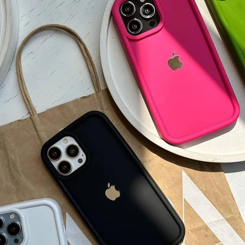 Solid Silicone Apple Logo iPhone Case Cover