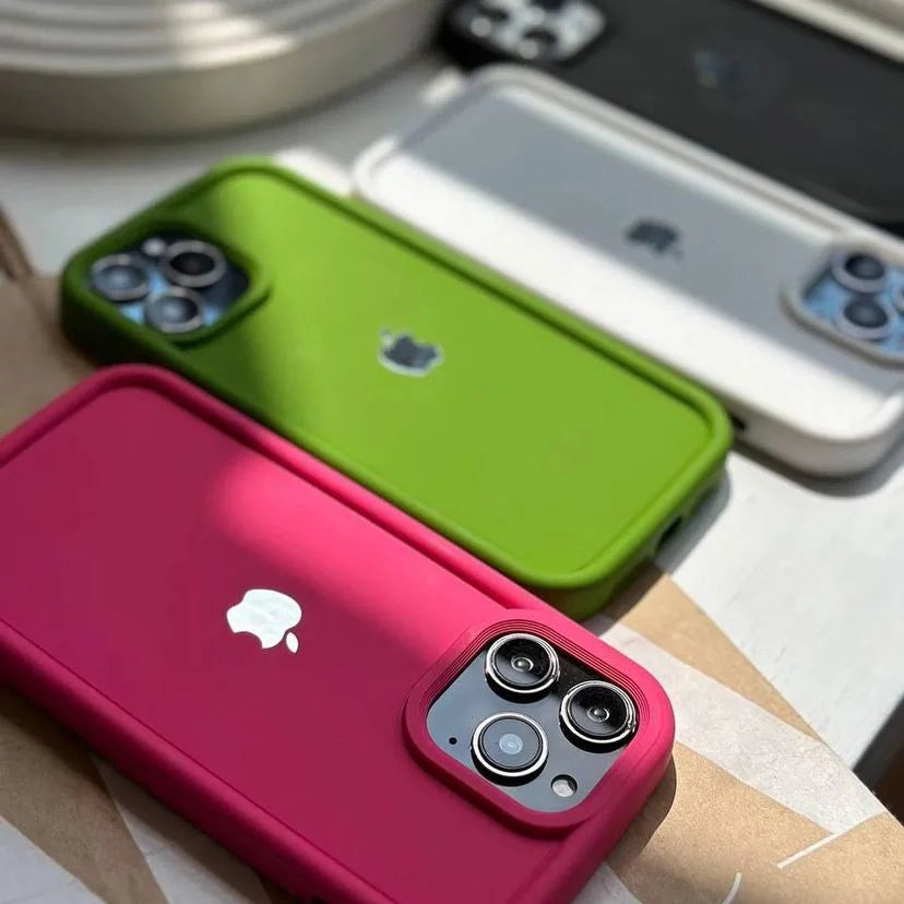 Solid Silicone Apple Logo iPhone Case Cover