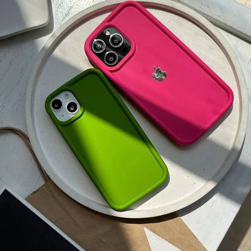 Solid Silicone Apple Logo iPhone Case Cover