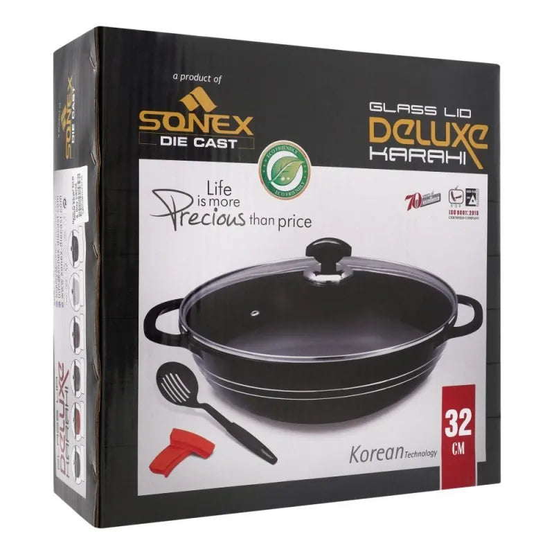 sonex deluxe die cast karahi, with class lid, 32cm, 53029 image2