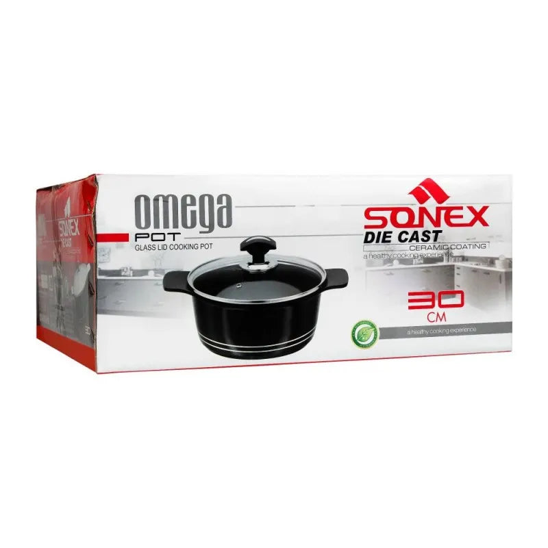 sonex die cast omega glass lid cooking pot, 30cm, 11.8 inches, 52262 image2