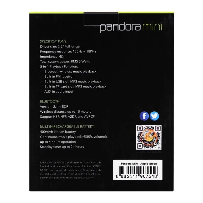 sonicear pandora mini bluetooth speaker, apple green image4