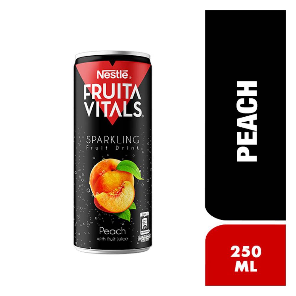 Nestle Fruita Vitals Sparkling Peach Juice, Can, 250ml - Main Image