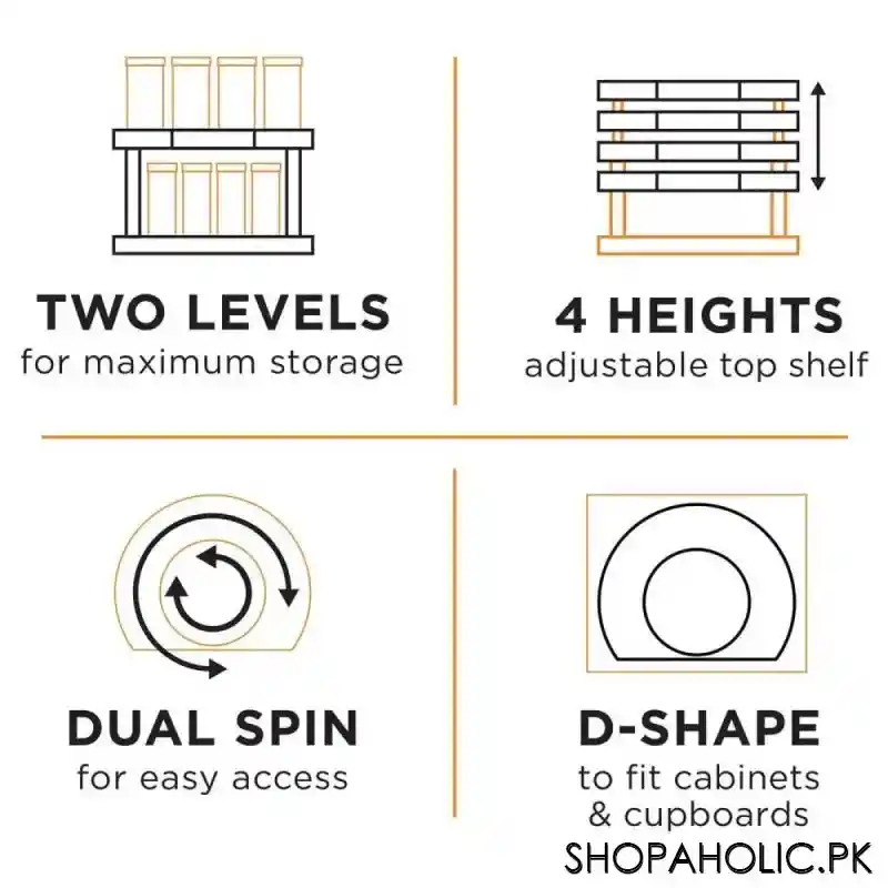 spice spinner two tiered spice organizer adjustable 4 height settings image2