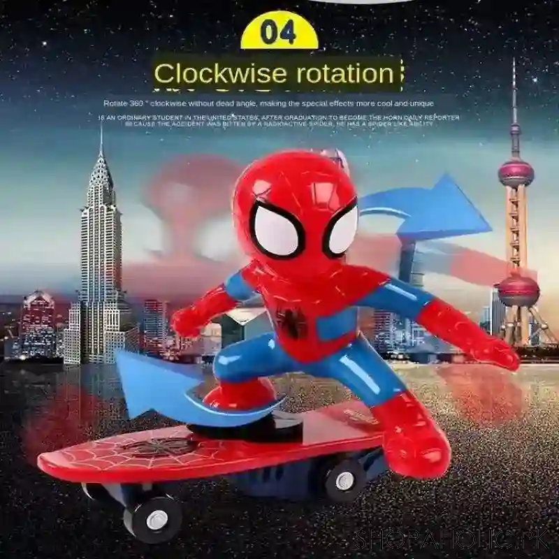 spiderman 360 degree clockwise rotation skateboard main image