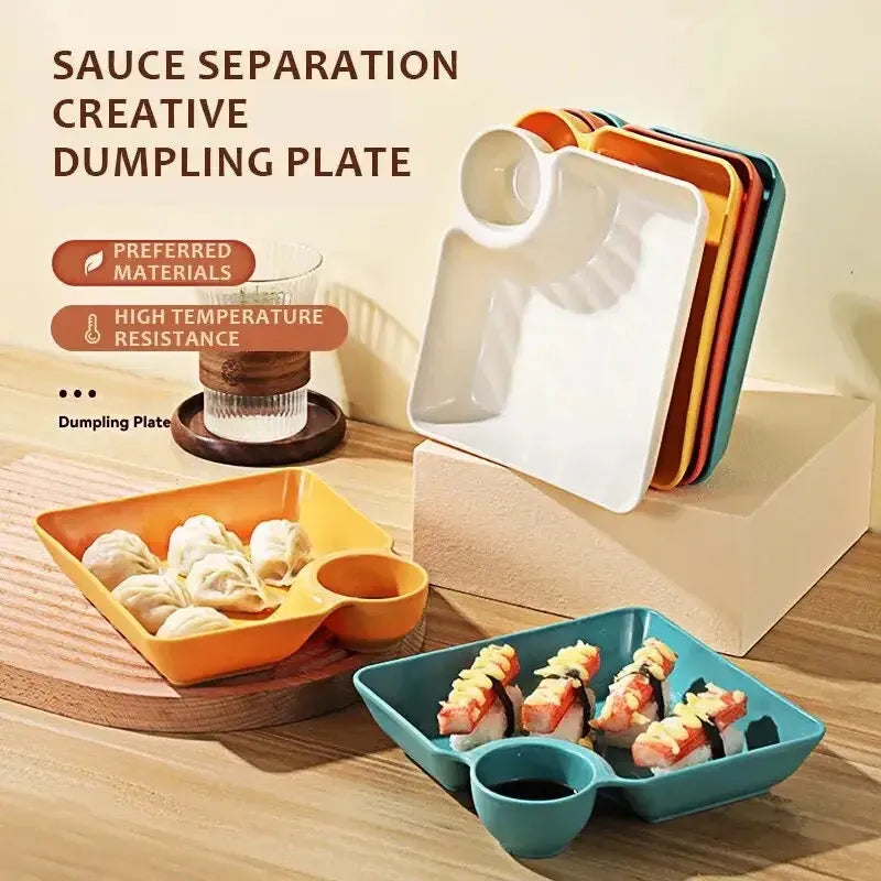 square dumpling plate with dipping dish image2