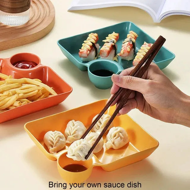 square dumpling plate with dipping dish image3