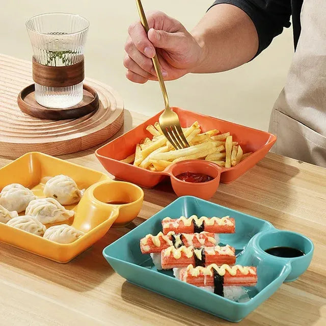 square dumpling plate with dipping dish image5