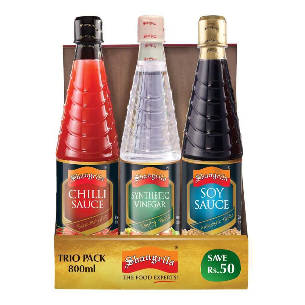 Shangrila Trio Pack, Chilli Sauce + Synthetic Vineger + Soy Sauce, 3x800ml - Main Image