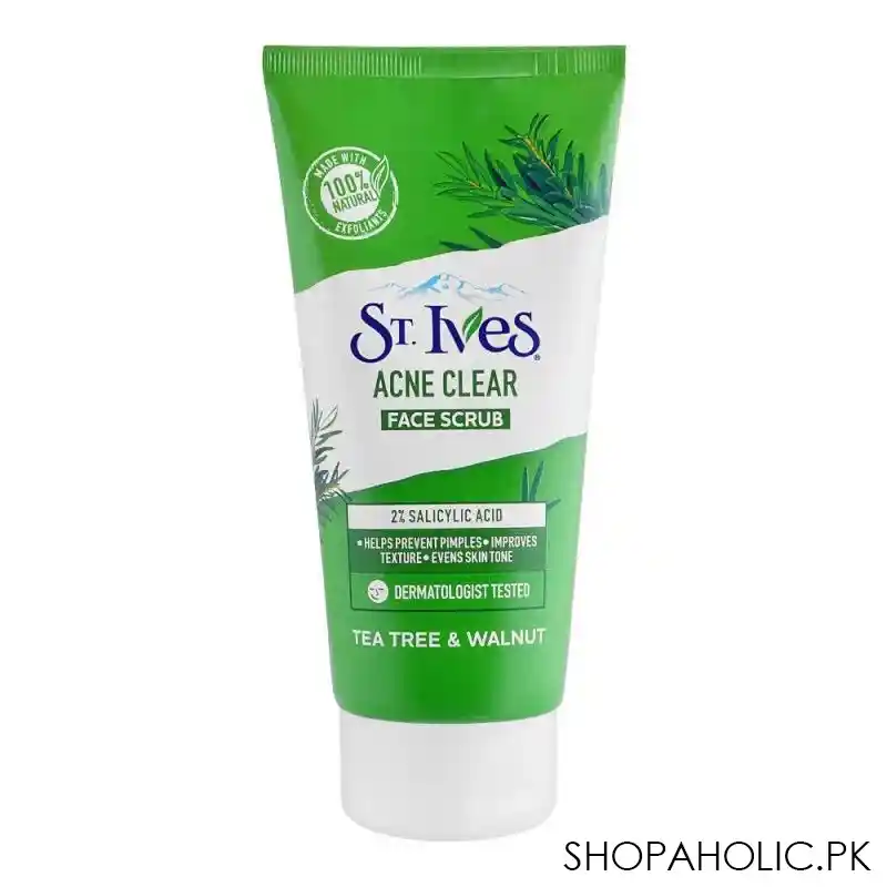 st. ives acne clear tea tree & walnut face scrub, 150g main image