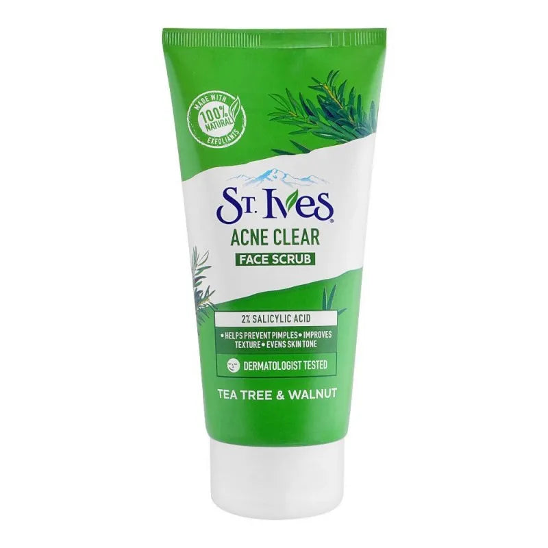 st. ives acne clear tea tree & walnut face scrub, 150g main image