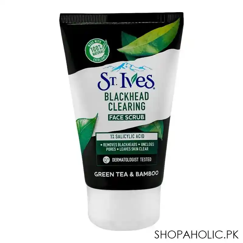 st. ives blackhead clearing green tea & bamboo face scrub, 100g main image