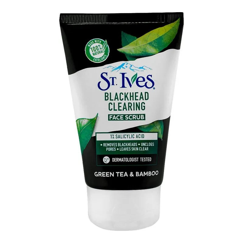 st. ives blackhead clearing green tea & bamboo face scrub, 100g main image