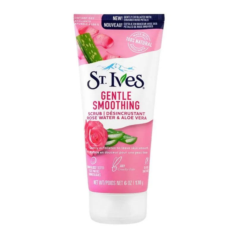 st. ives gentle smoothing rose water & aloe vera scrub, tube, oil free, 170g main image