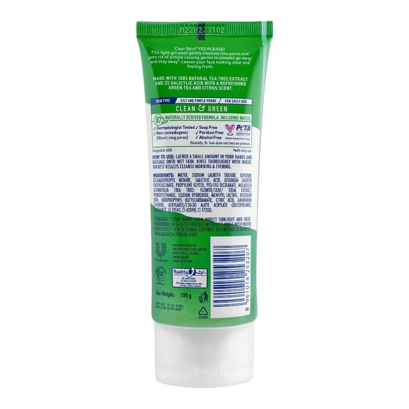 st. ives pimple clear tea tree face wash, 100g image2