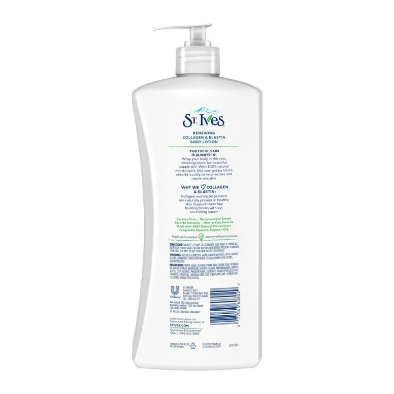 st. ives renewing collagen & elastin body lotion, paraben free,621ml image2