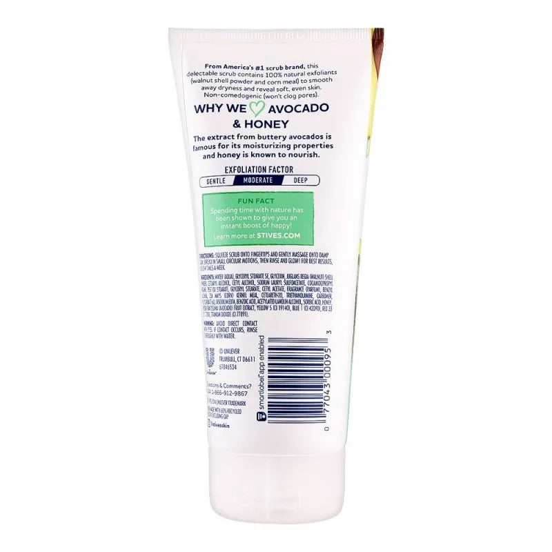 st. ives soft skin avocado & honey scrub, tube, 170g image2