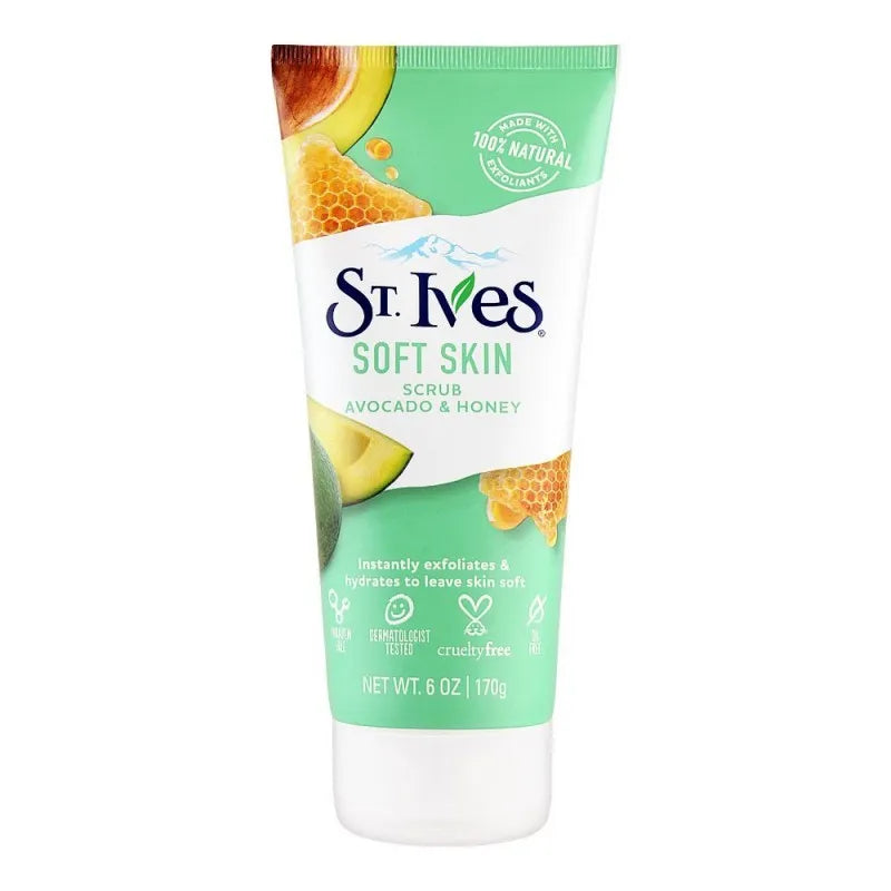 st. ives soft skin avocado & honey scrub, tube, 170g main image