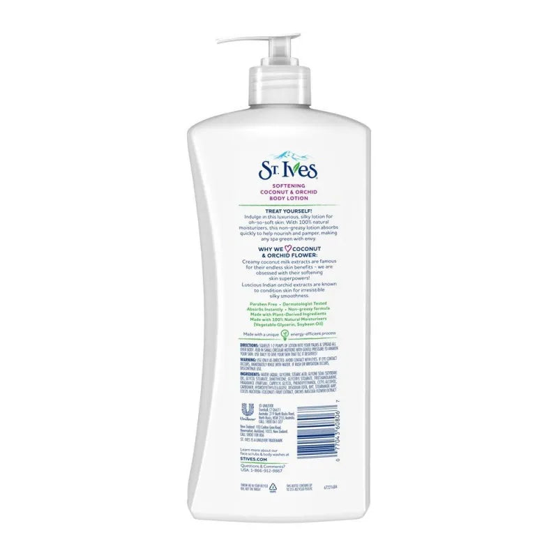 st. ives softening coconut & orchid body lotion, paraben free, 621ml image2