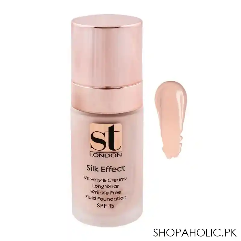 st london silk effect fluid foundation, 1w, spf 15, velvety & creamy, long wear wrinkle filler main image