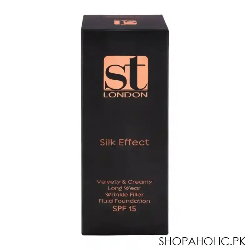 st london silk effect fluid foundation, beige, spf 15, velvety & creamy, long wear, wrinkle filler image2