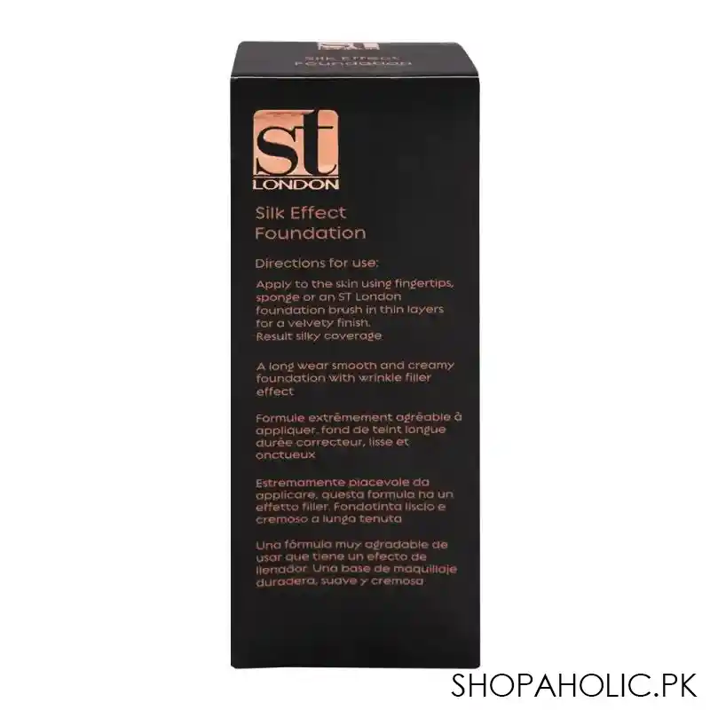 st london silk effect fluid foundation, beige, spf 15, velvety & creamy, long wear, wrinkle filler image3