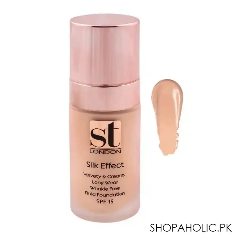 st london silk effect fluid foundation, fs38, spf 15, velvety & creamy, long wear wrinkle filler main image