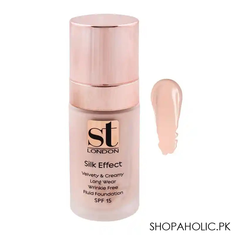 ST London Silk Effect Fluid Foundation, Ivory, SPF 15, Velvety & Creamy, Long Wear Wrinkle Filler - Image 3