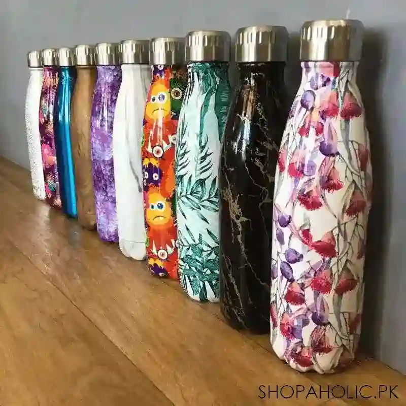 stainless steel 500ml water bottle with flower design main image