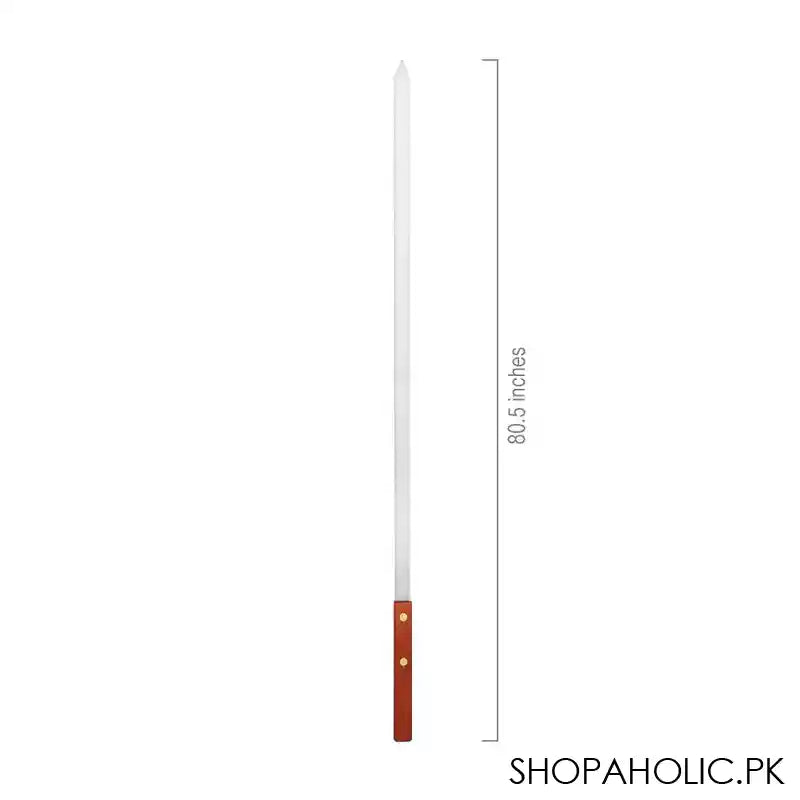 Stainless Steel BBQ/Barbecue Flat Skewers, 80.5 Inches BBQ Sticks, Ideal For Seekh Kebab, BBQ, Tikka Boti, 1-Pack - Image 2