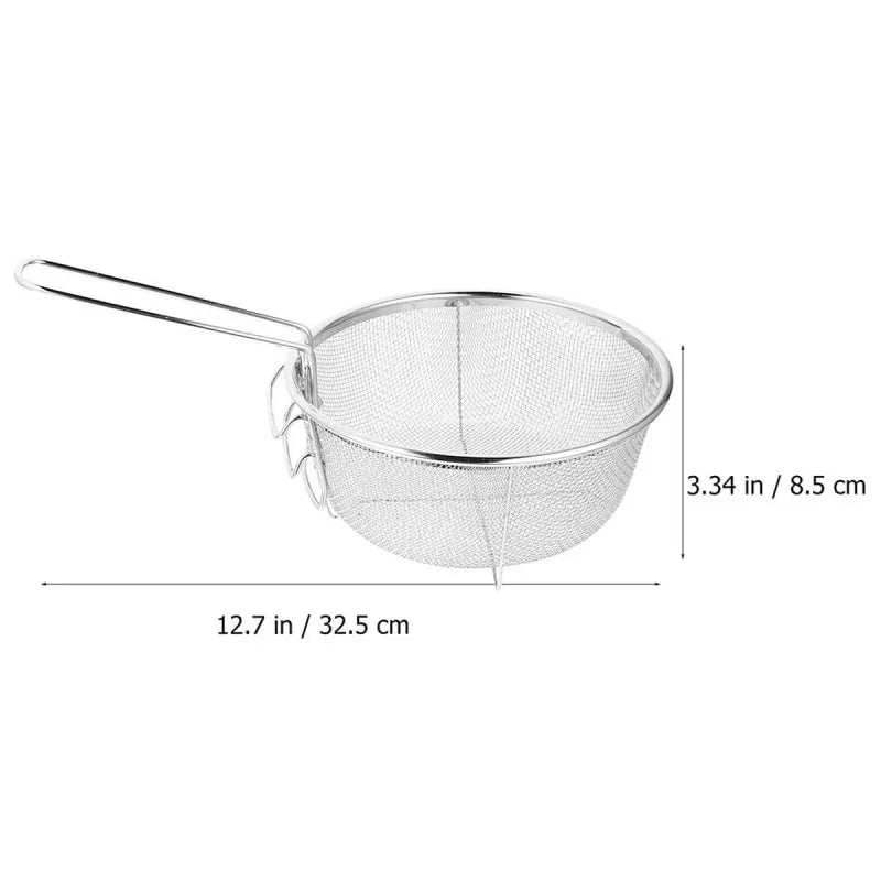 stainless steel deep fry wire mesh basket with folding handle image2