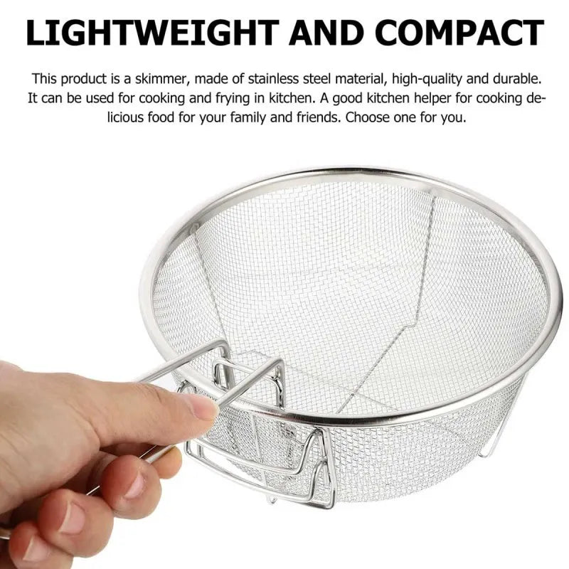 stainless steel deep fry wire mesh basket with folding handle image3