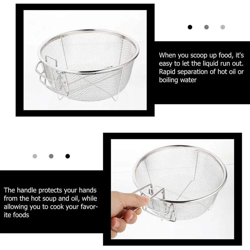 stainless steel deep fry wire mesh basket with folding handle image4