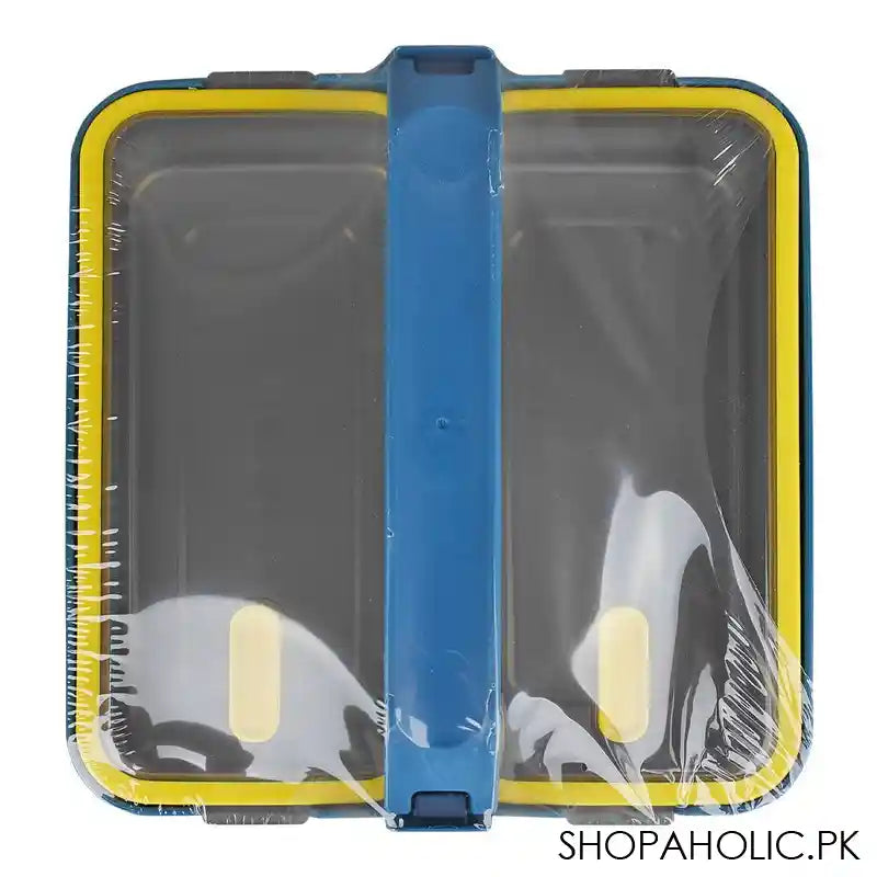 Stainless Steel Lunch Box, 2 Compartments, 1100ml, Dark Blue, 7.1in (H) x 6.5in (W) x 2.4in (D), Yk-117 - Image 4