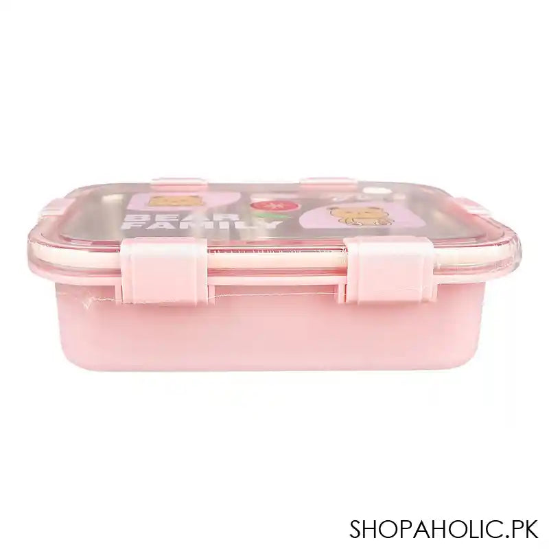 Stainless Steel Lunch Box, 2 Compartments & Cutlery, 850ml, Pink, 7.3in (H) x 4.9in (W) x 1.8in (D), 7087 - Image 7