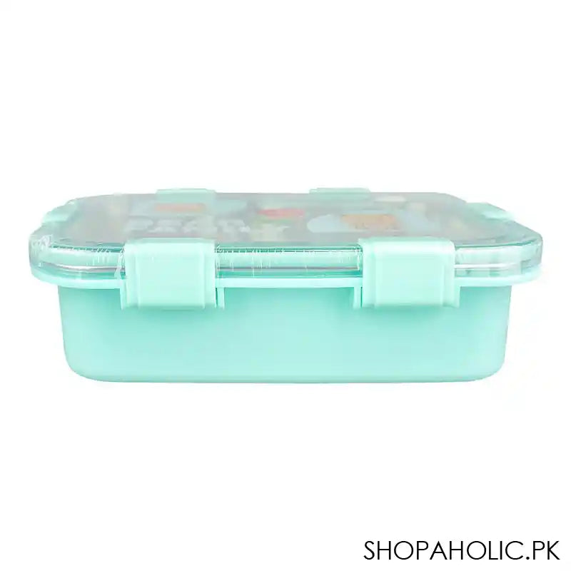 Stainless Steel Lunch Box, 2 Compartments & Cutlery, 850ml, Sky Blue, 7.3in (H) x 4.9in (W) x 2in (D), 7087 - Image 4