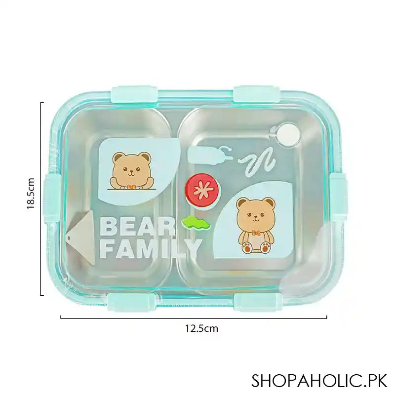 Stainless Steel Lunch Box, 2 Compartments & Cutlery, 850ml, Sky Blue, 7.3in (H) x 4.9in (W) x 2in (D), 7087 - Image 6