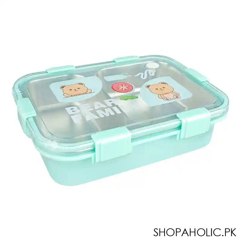 Stainless Steel Lunch Box, 2 Compartments & Cutlery, 850ml, Sky Blue, 7.3in (H) x 4.9in (W) x 2in (D), 7087 - Image 8